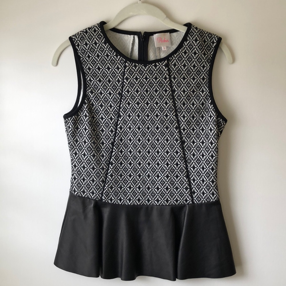 Parker peplum top with lambskin leather